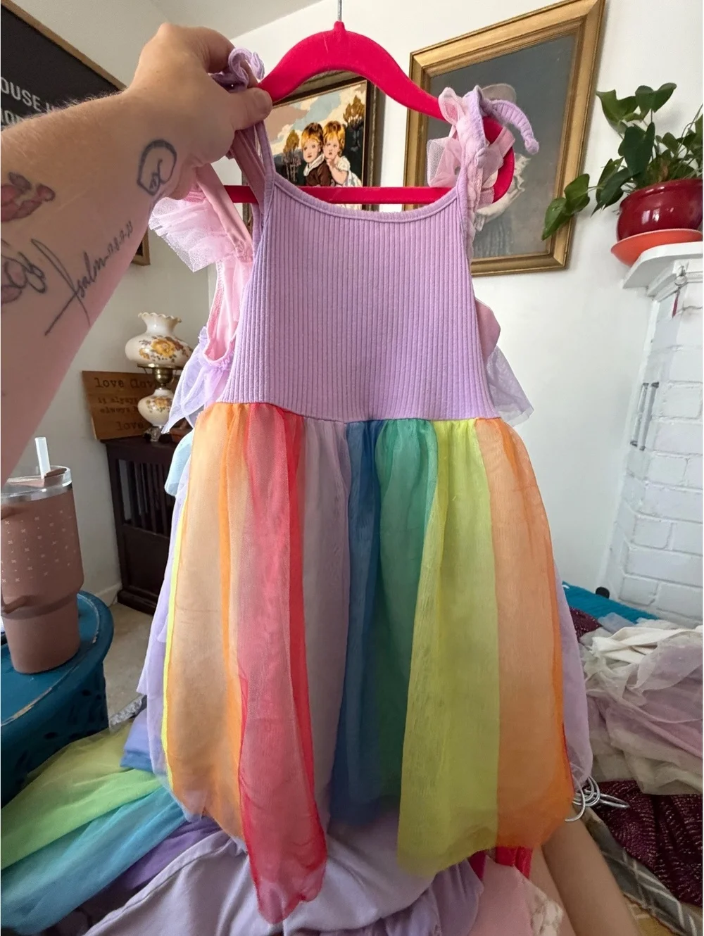 Cat & Jack Girls' Rainbow Tulle Dress Size 5T